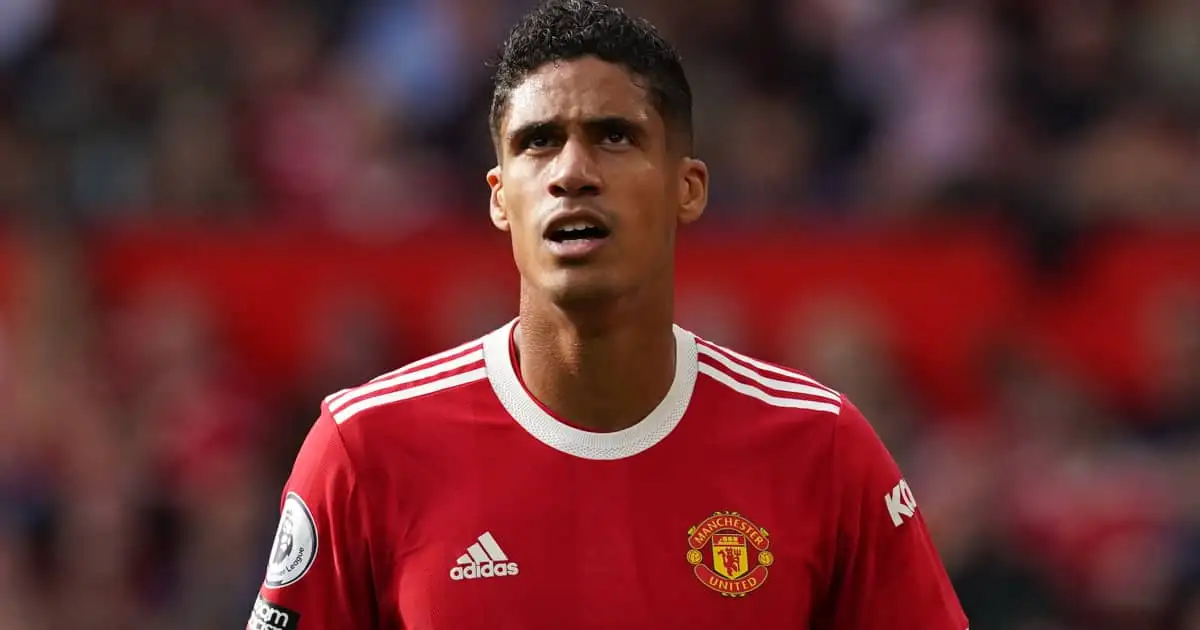 Man Utd centre-back Raphael Varane during a Premier League match 2021