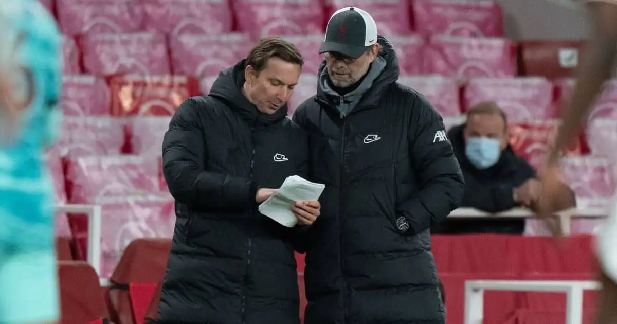 Liverpool coaches Pep Lijnders and Jurgen Klopp