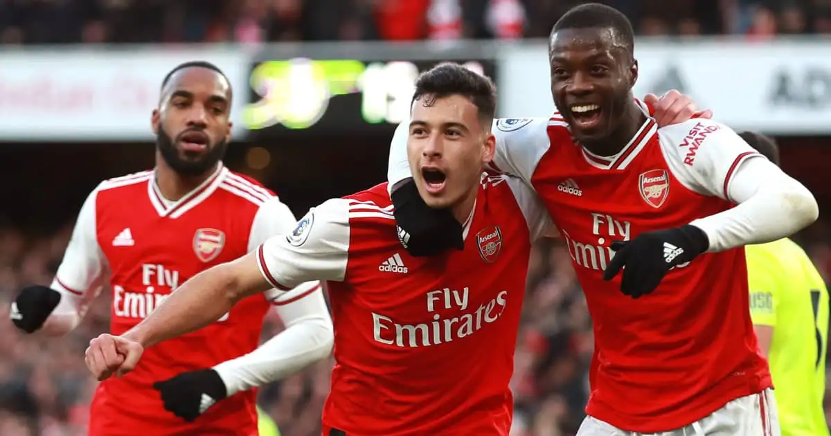 Arsenal trio Alexandre Lacazette, Gabriel Martinelli and Nicolas Pepe 2020