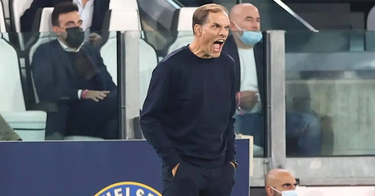 Thomas Tuchel shouting Juventus v Chelsea September 2021