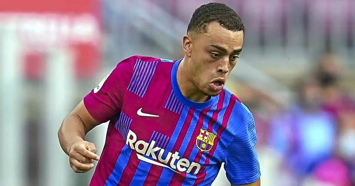 Sergino Dest of FC Barcelona during the La Liga match between FC Barcelona and Getafe CF played at Camp Nou