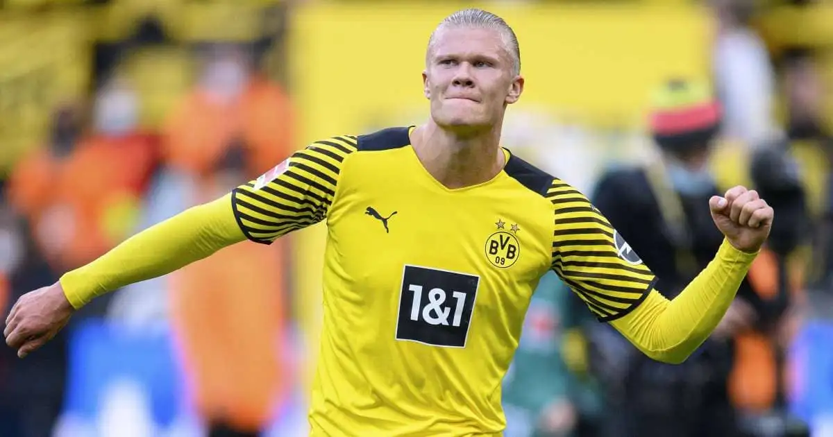 Erling Haaland celebrates Borussia Dortmund win