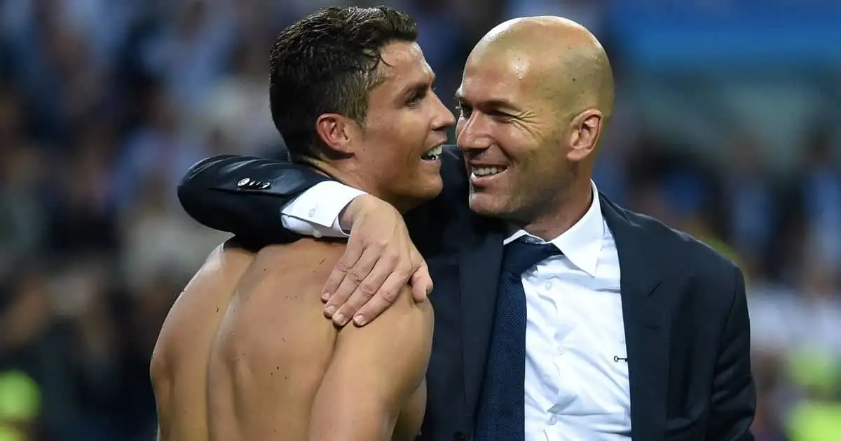 Cristiano Ronaldo with Zinedine Zidane during Real Madrid days