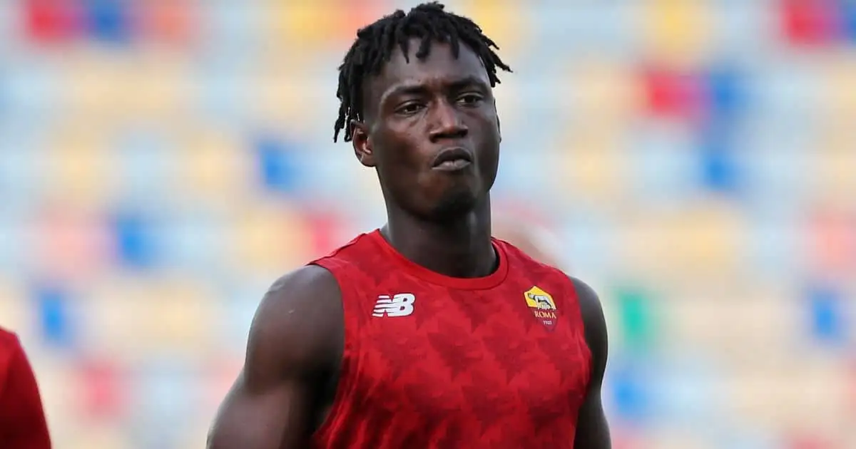 Ebrima Darboe of Roma during warm up before the Friendly Pre-Season football match between AS Roma and Debrecen