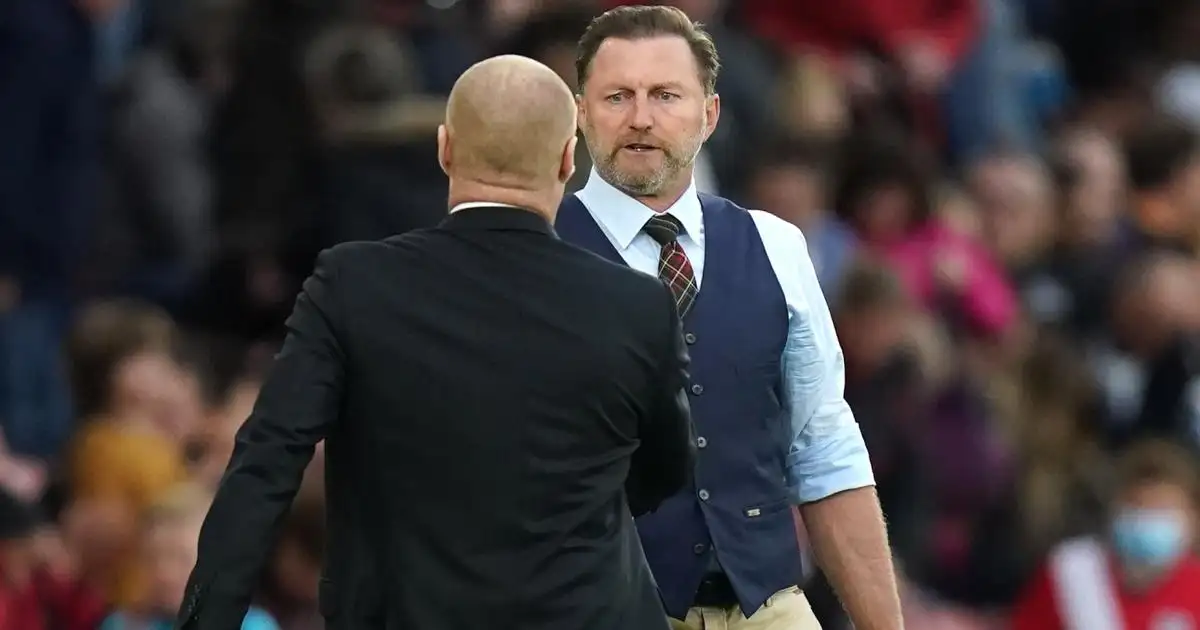 Sean Dyche and Ralph Hasenhuttl shake hands after Southampton vs Burnley, October 2021