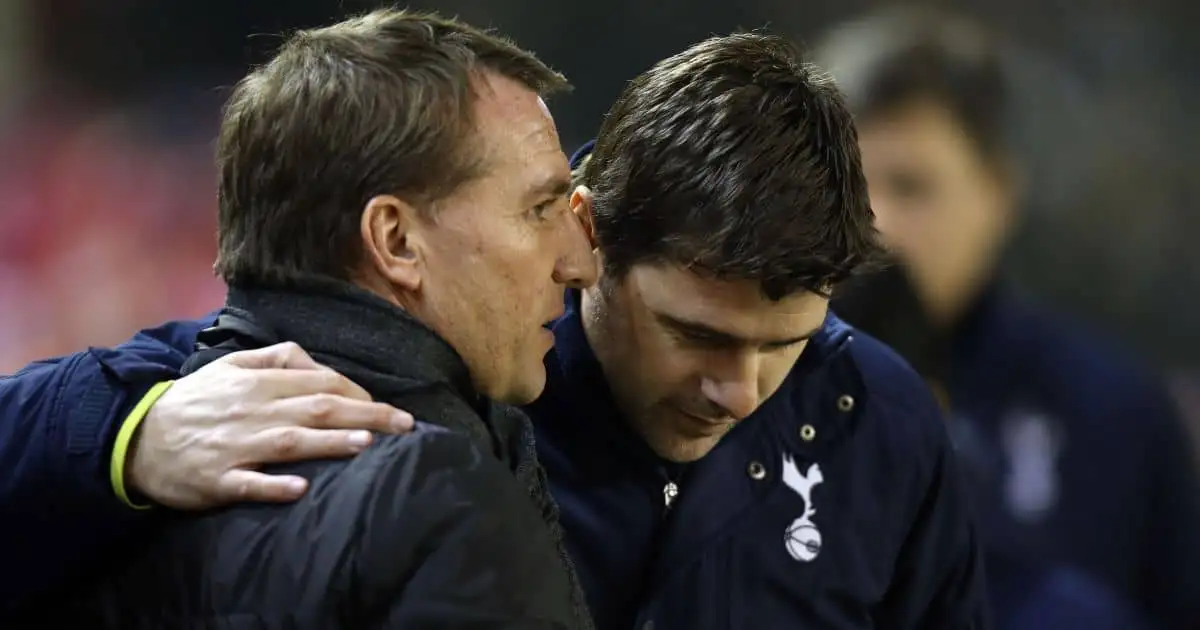 Brendan Rodgers, Mauricio Pochettino after Liverpool v Tottenham in the Premier League