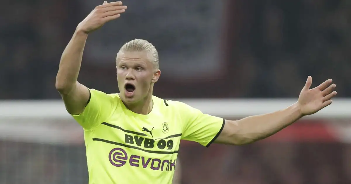 Erling Haaland shouts during Ajax vs Borussia Dortmund, October 2021