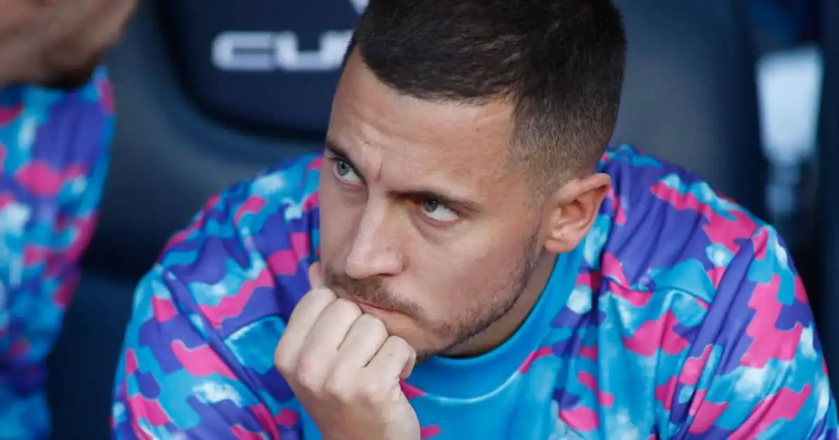 Eden Hazard sat on the Real Madrid bench