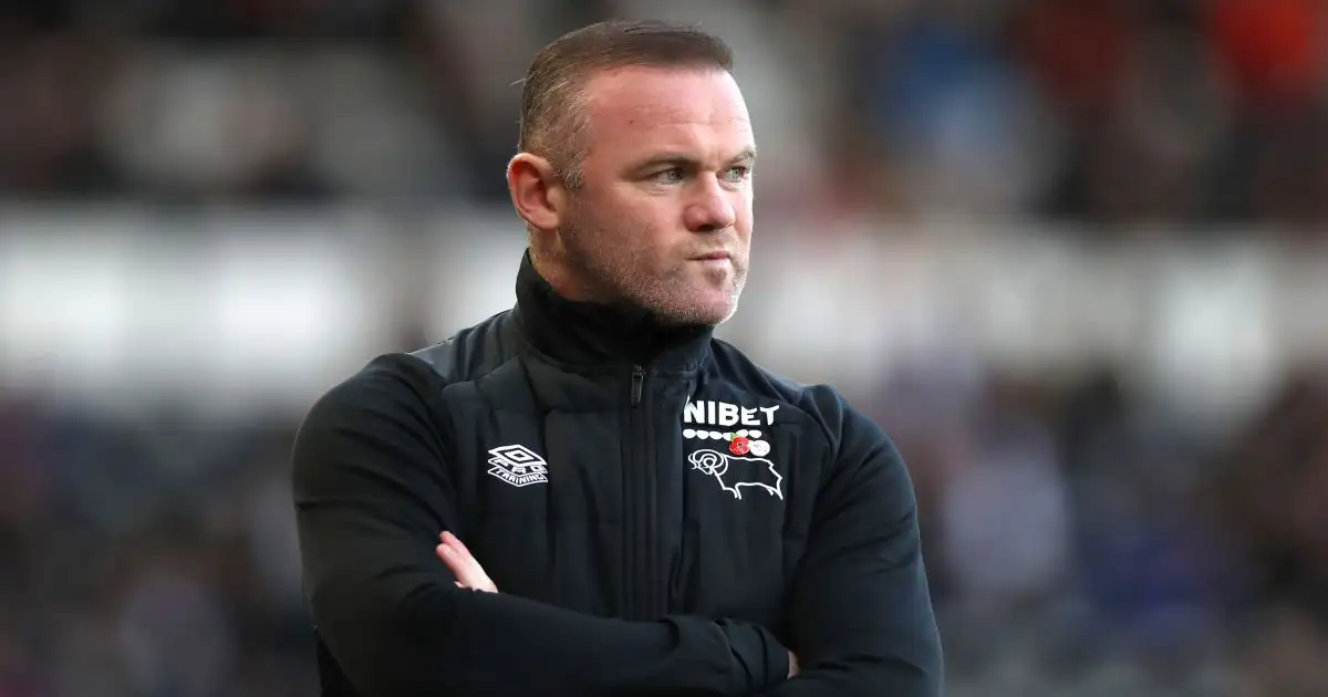 Derby County manager Wayne Rooney on the touchline during the Sky Bet Championship match at Pride Park