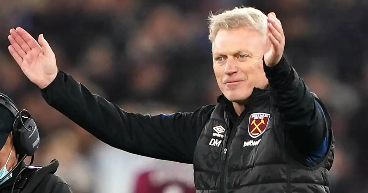 West Ham manager David Moyes looking triumphant after their 3-2 victory over Liverpool