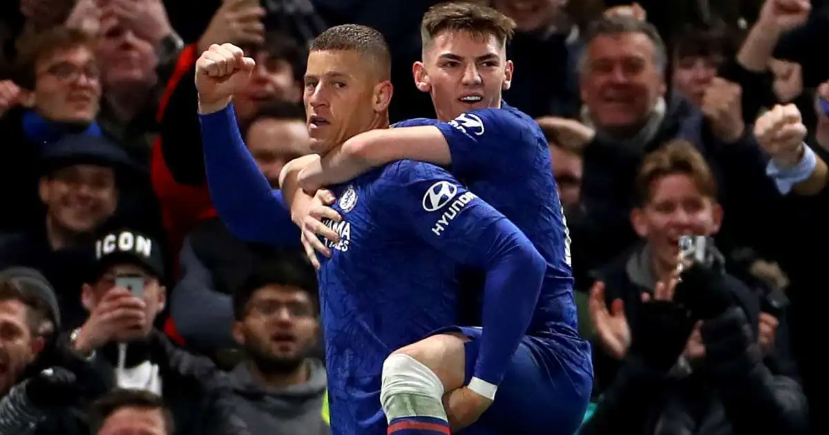 Ross Barkley and Billy Gilmour celebrate a Chelsea goal 2020