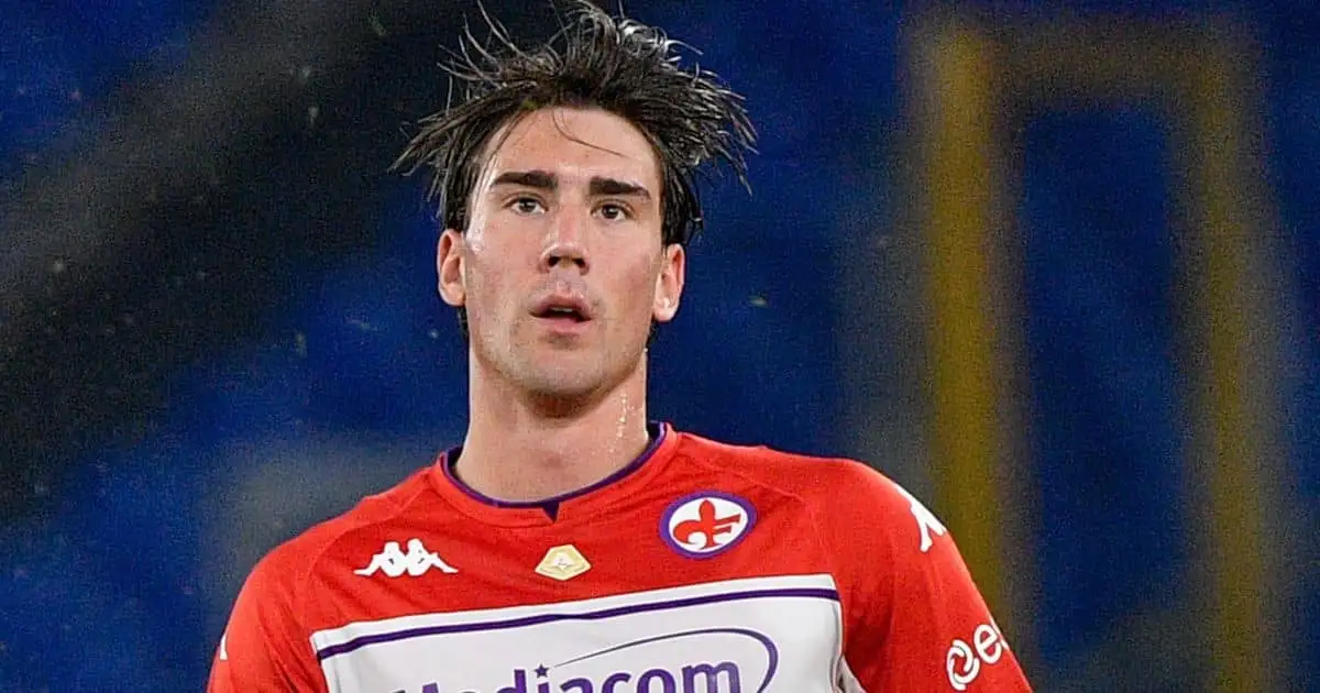 Dusan Vlahovic, Fiorentina striker in Serie A action against Lazio