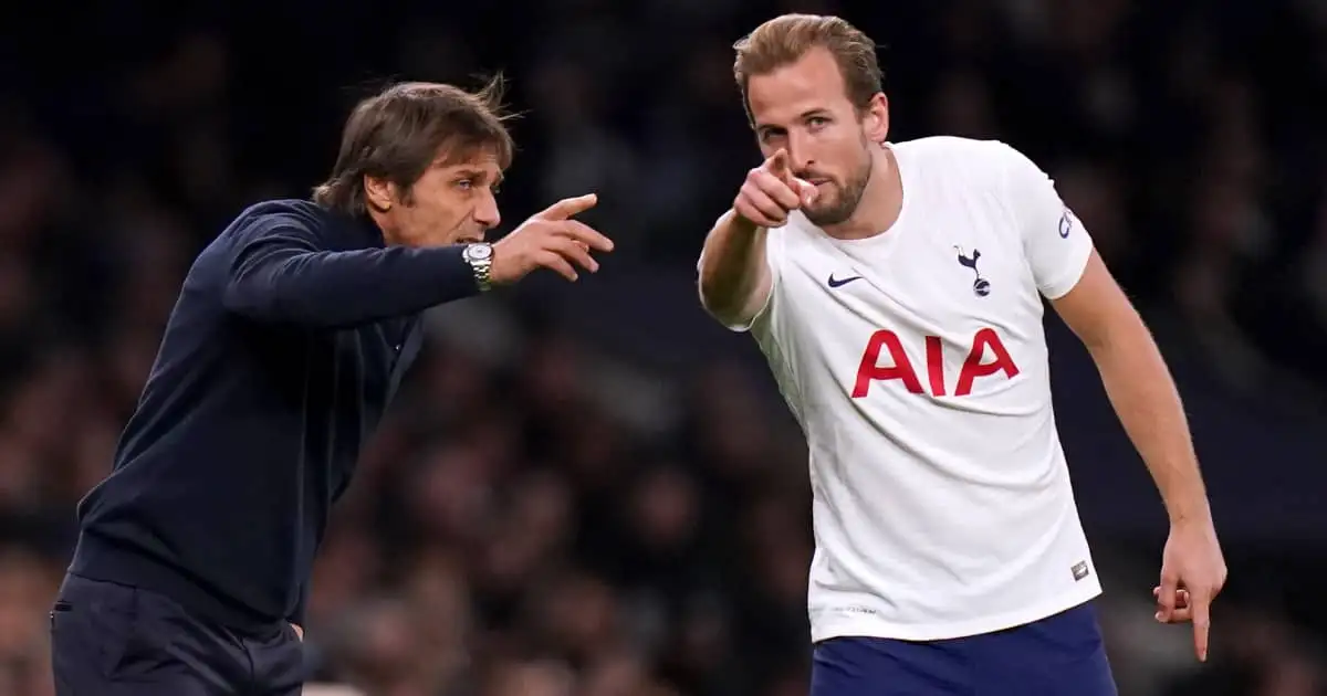 Tottenham manager Antonio Conte and striker Harry Kane 2021