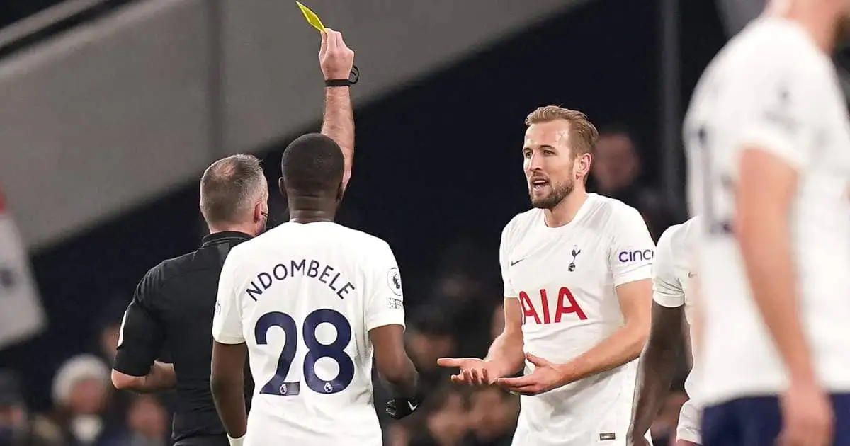 Harry Kane getting a yellow card