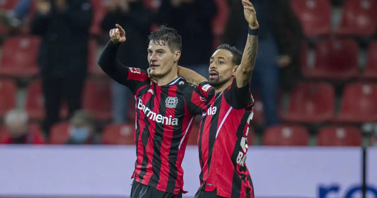 Patrik Schick, Karim Bellarabi, Bayer Leverkusen v Hoffenheim, December 2021