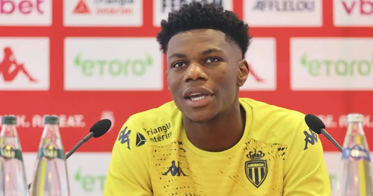 Aurelien Tchouameni, Monaco midfielder speaks to the press before Ligue 1 game v Paris Saint-Germain