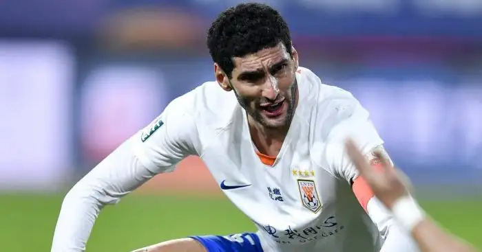 Marouane Fellaini, midfielder of Shandong Luneng in Chinese Super League action