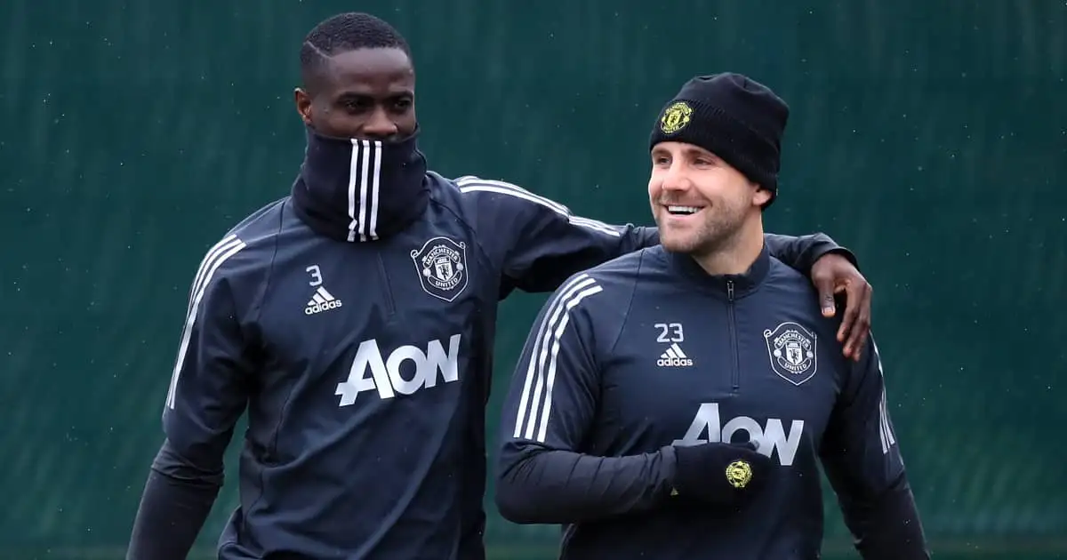 Man Utd pair Eric Bailly and Luke Shaw in training