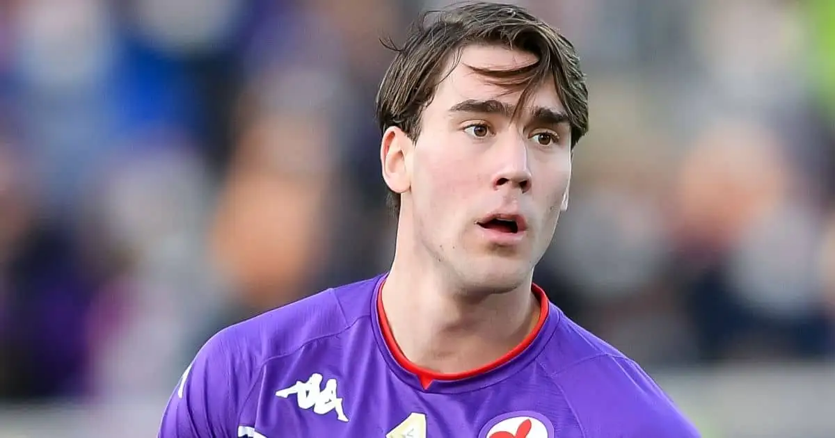 Dusan Vlahovic, Fiorentina striker in Serie A action against Salernitana