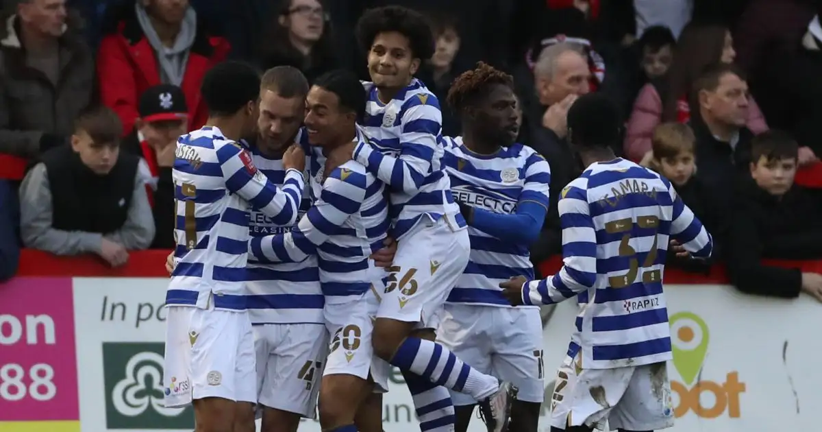 Reading's George Puscas (second left) celebrates after scoring the first goal of the game during the Emirates FA Cup third round match