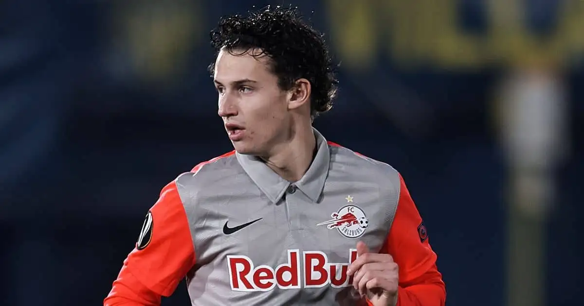 Brenden Aaronson, RB Salzburg midfielder during Europa League clash against Villarreal