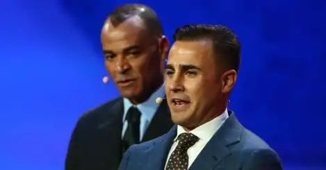 Cafu looking at Fabio Cannavaro