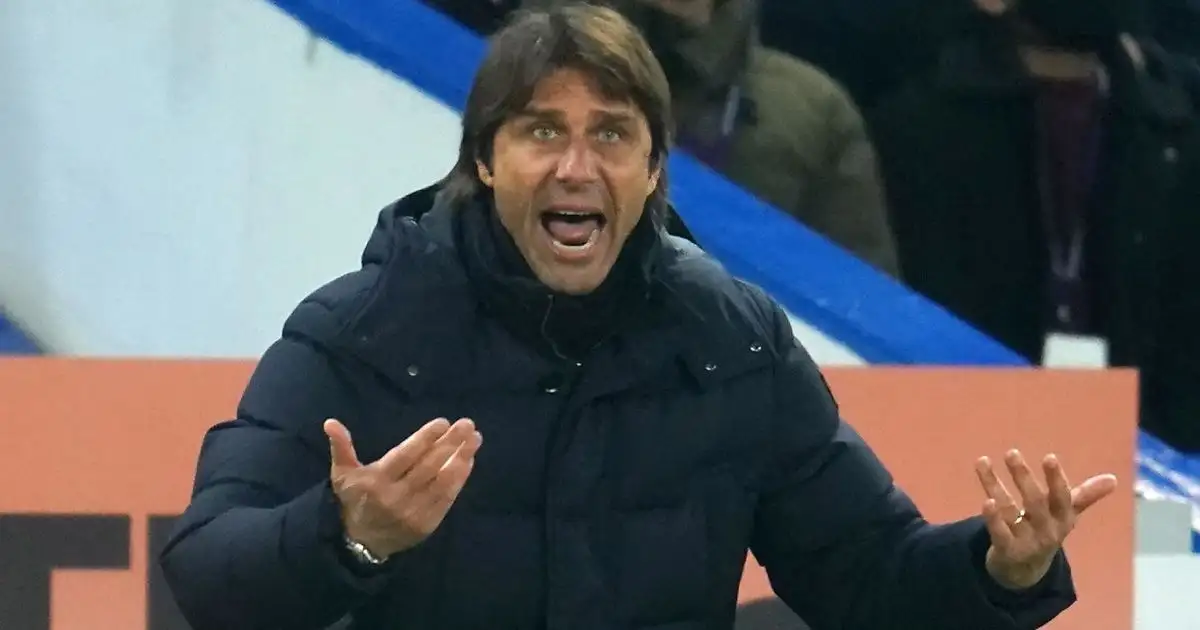 Tottenham manager Antonio Conte during the Premier League defeat to Chelsea, January 2022