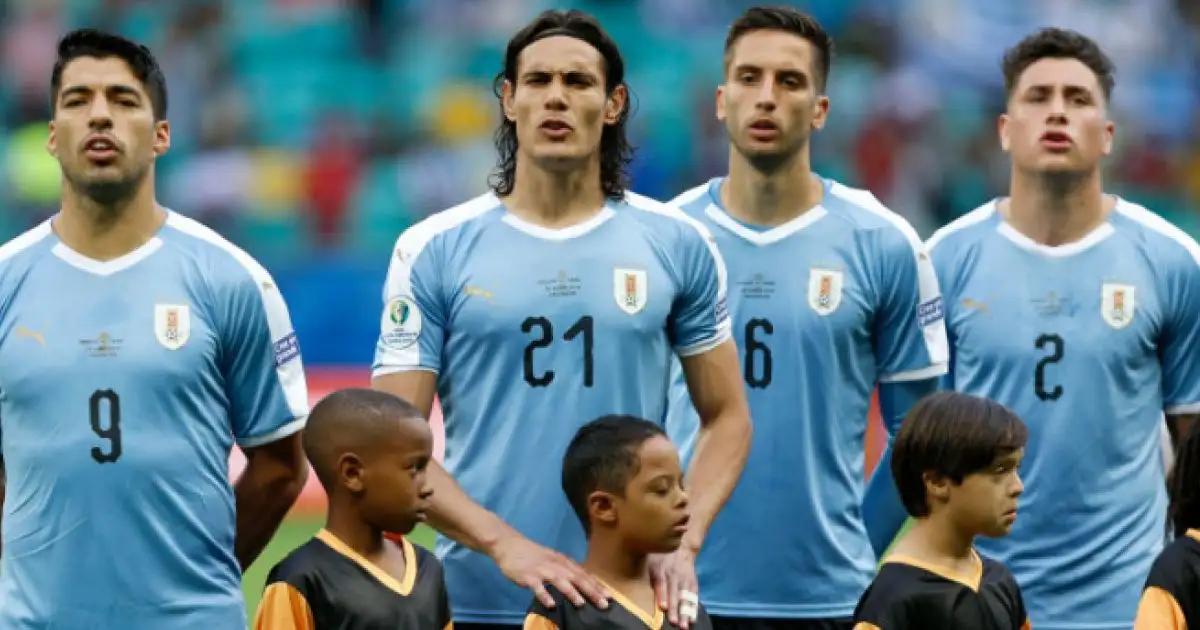 Luis Suarez, Edinson Cavani, Rodrigo Bentancur at 2018 World Cup for Uruguay