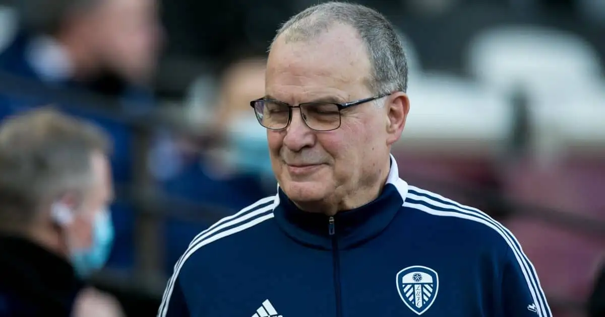 Marcelo Bielsa, Leeds Utd manager during Premier League game at West Ham