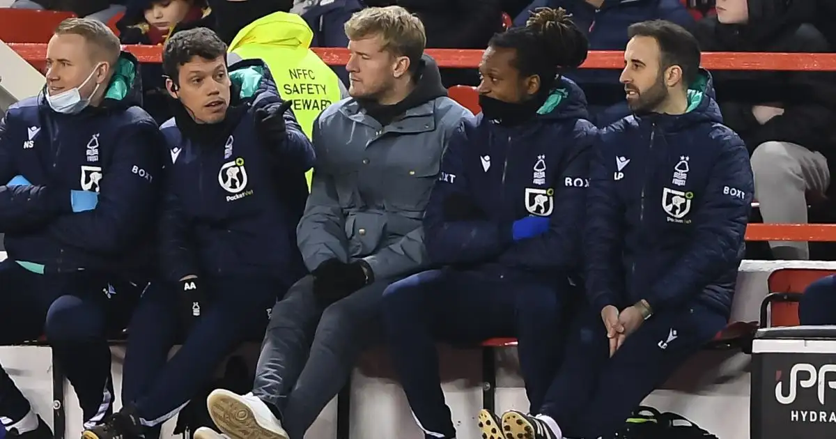 Joe Worrall Nottingham Forest bench January 2022