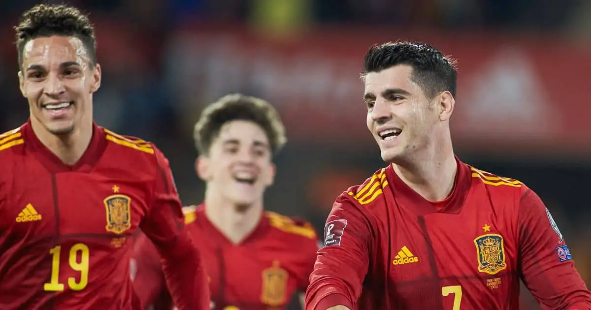 Rodrigo Moreno, Alvaro Morata celebrate for Spain in World Cup qualifier v Sweden