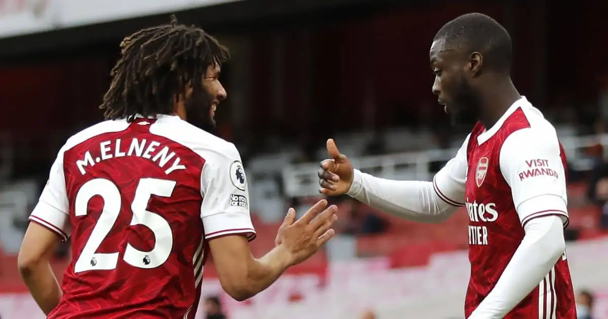 Nicolas Pepe, Mohamed Elneny Arsenal v West Brom May 2021