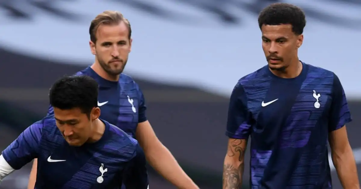 Dele Alli, Harry Kane, Heung-Min Son, Tottenham, June 2020.