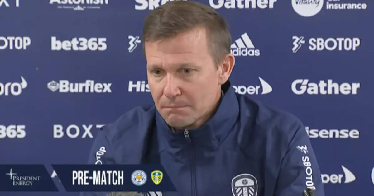 Jesse Marsch, Leeds United press conference, pic via LUFCTV