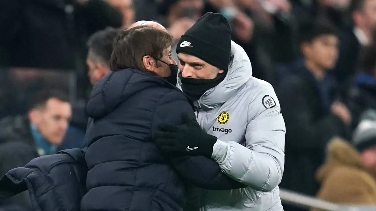 Antonio Conte and Thomas Tuchel embrace