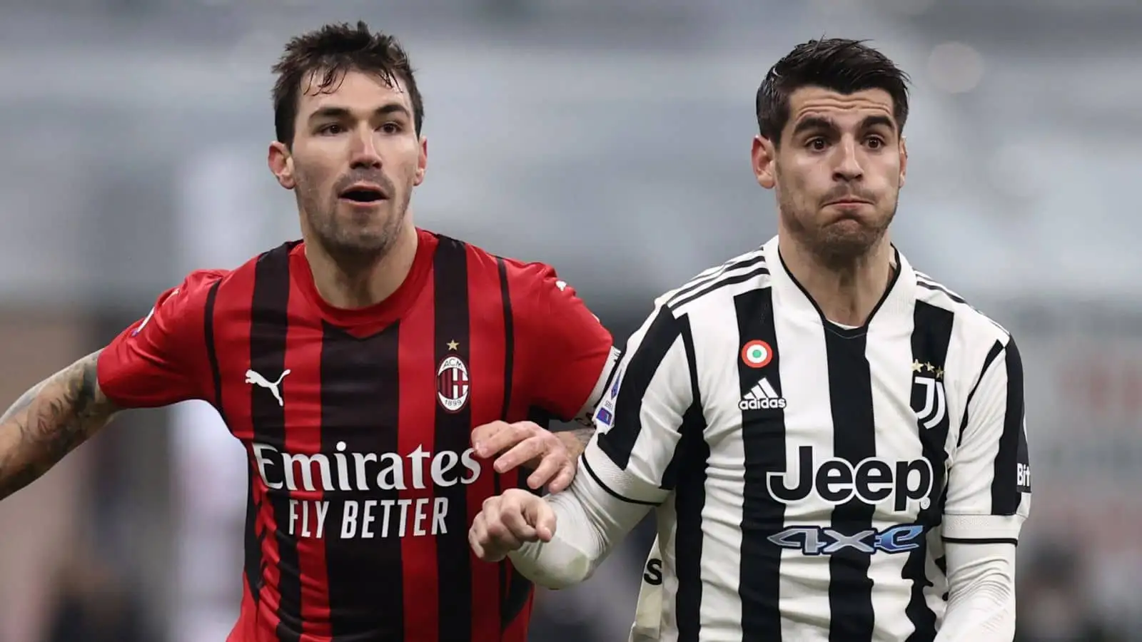 Alessio Romagnoli and Alvaro Morata, AC Milan v Juventus in Serie A