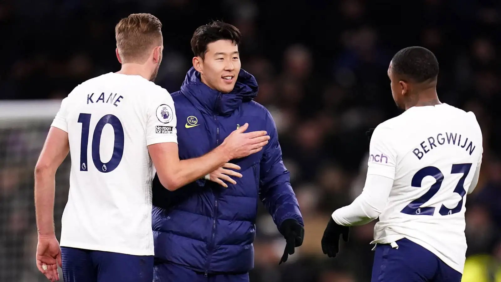 Tottenham forwards Harry Kane, Son Heung-min and Steven Bergwijn