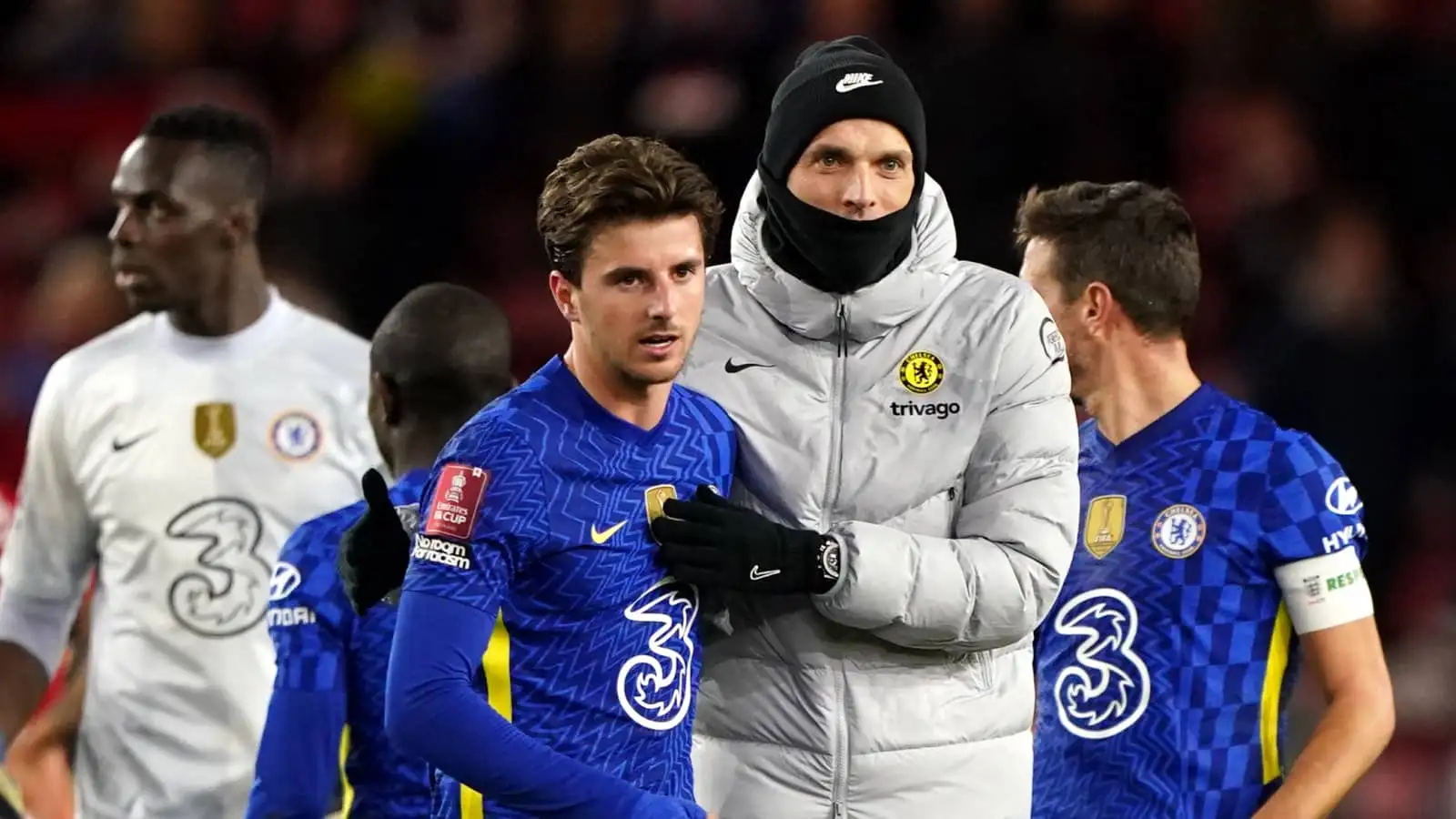 Chelsea midfielder Mason Mount alongside manager Thomas Tuchel