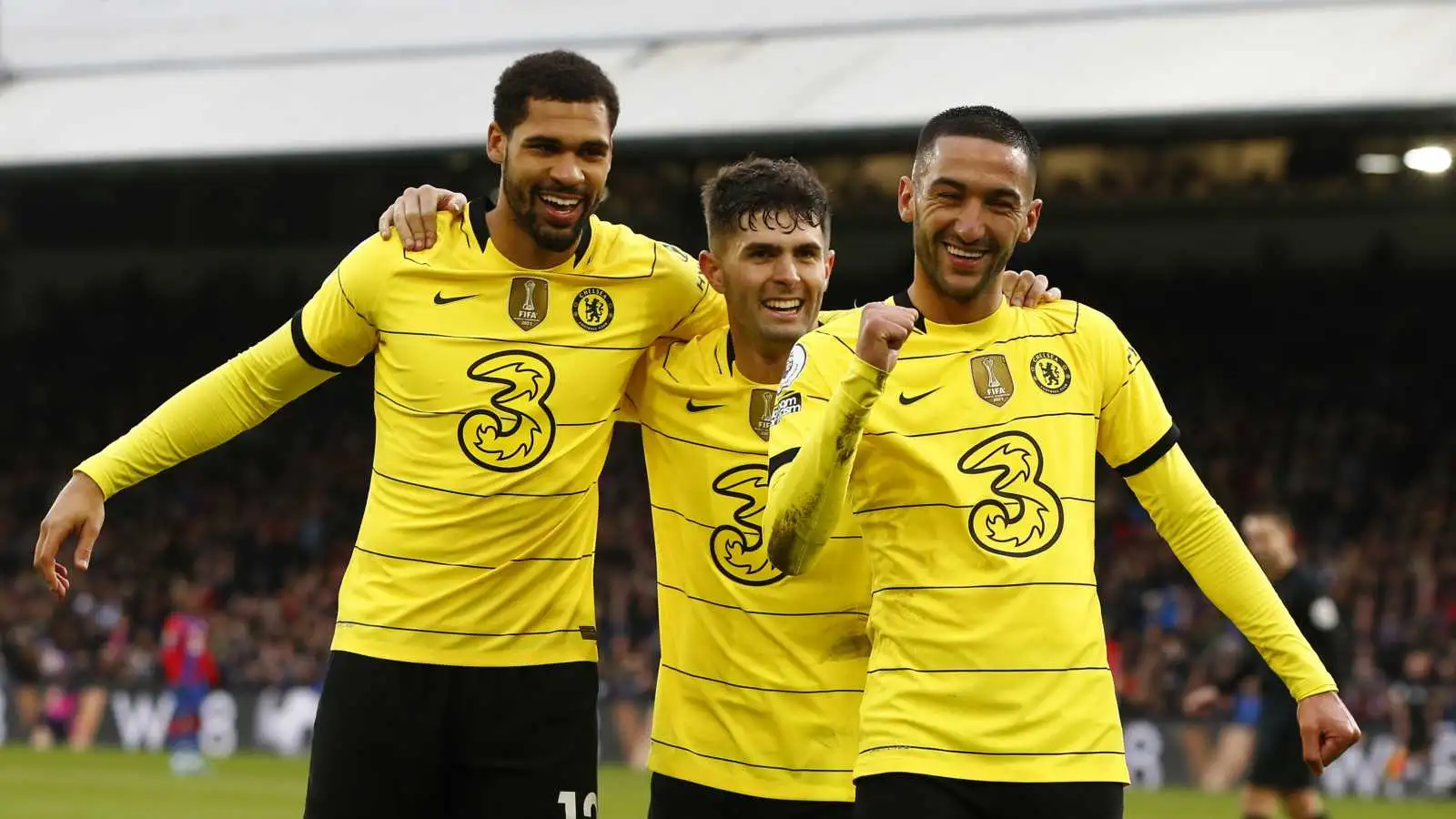 Ruben Loftus-Cheek, Christian Pulisic and Hakim Ziyech celebrating