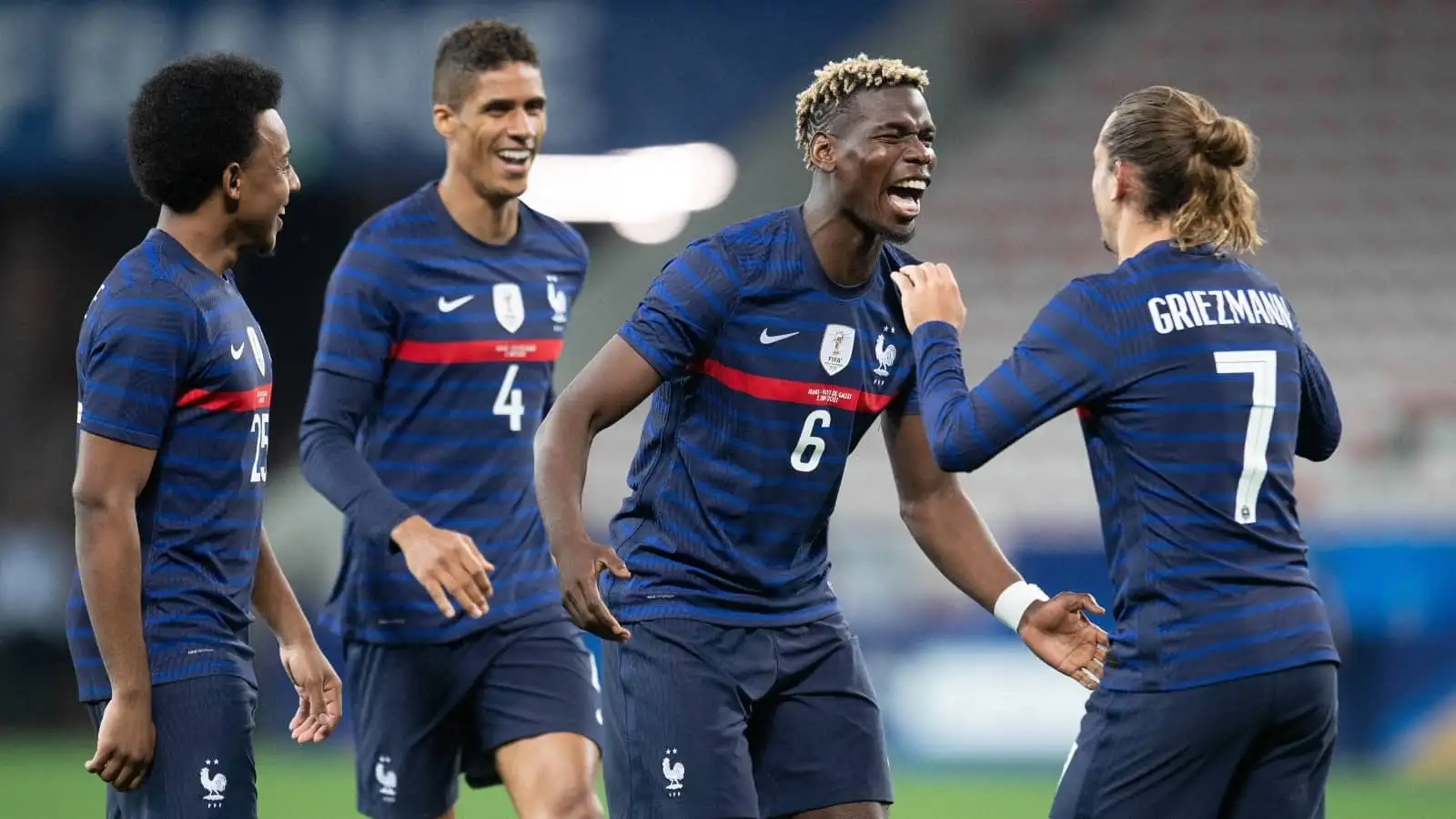 Paul Pogba, Raphael Varane, Antoine Griezmann and Jules Kounde