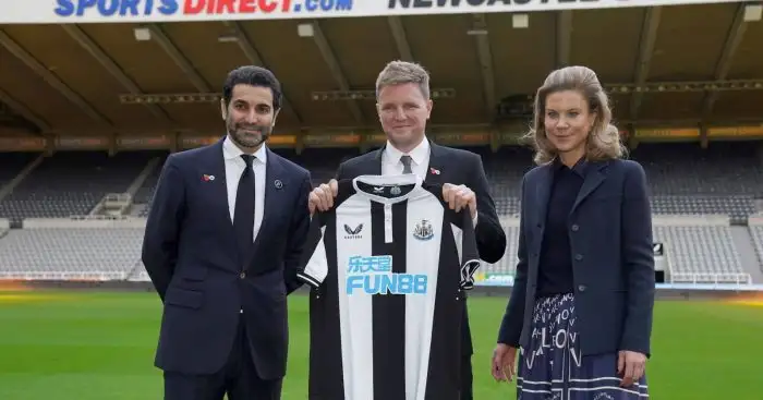 Darwin Nunez transfer latest. Amanda Staveley and husband Mehrdad Ghodoussi (left) with Newcastle United manager Eddie Howe