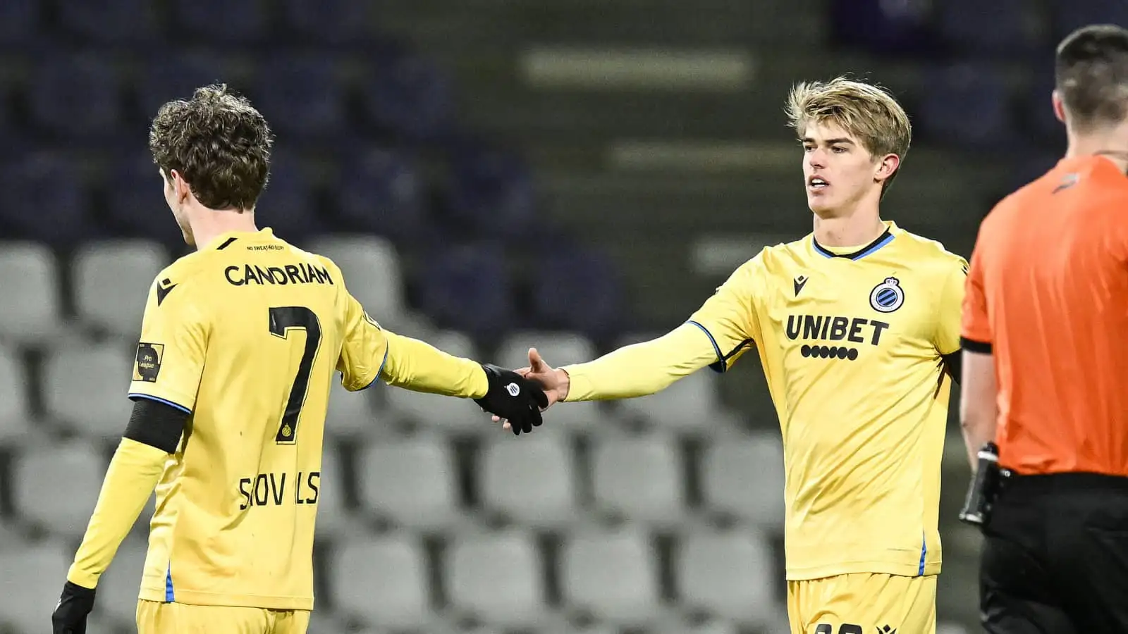 Charles De Ketelaere, Andreas Skov Olsen, Club Brugge, April 2022.