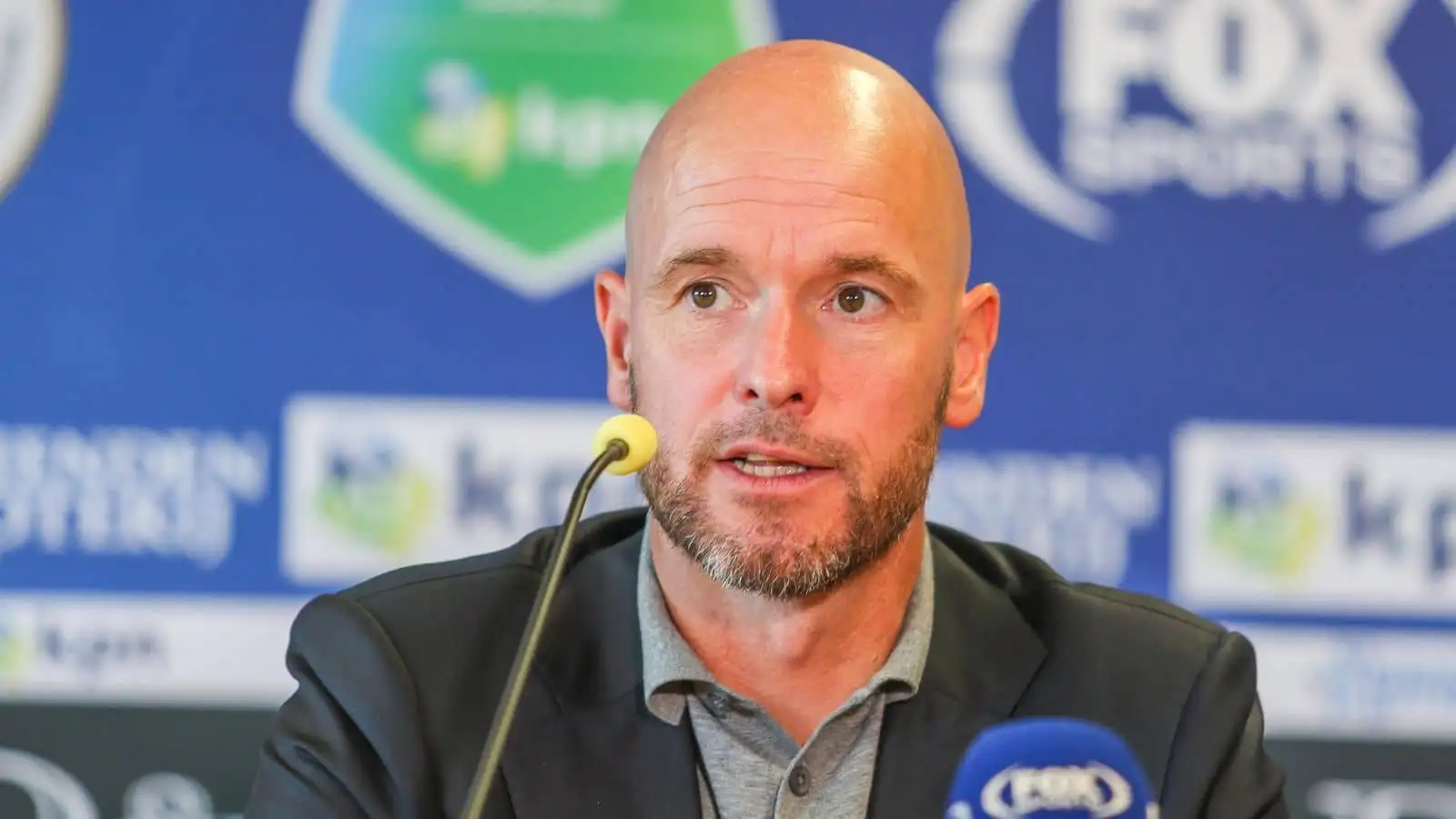 Erik Ten Hag, Ajax manager, speaking at a press conference after Eredivisie game v Sparta Rotterdam