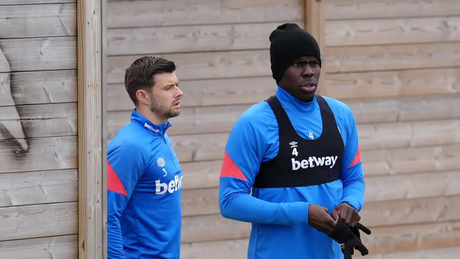 Kurt Zouma, Aaron Cresswell, West Ham, April 2022.