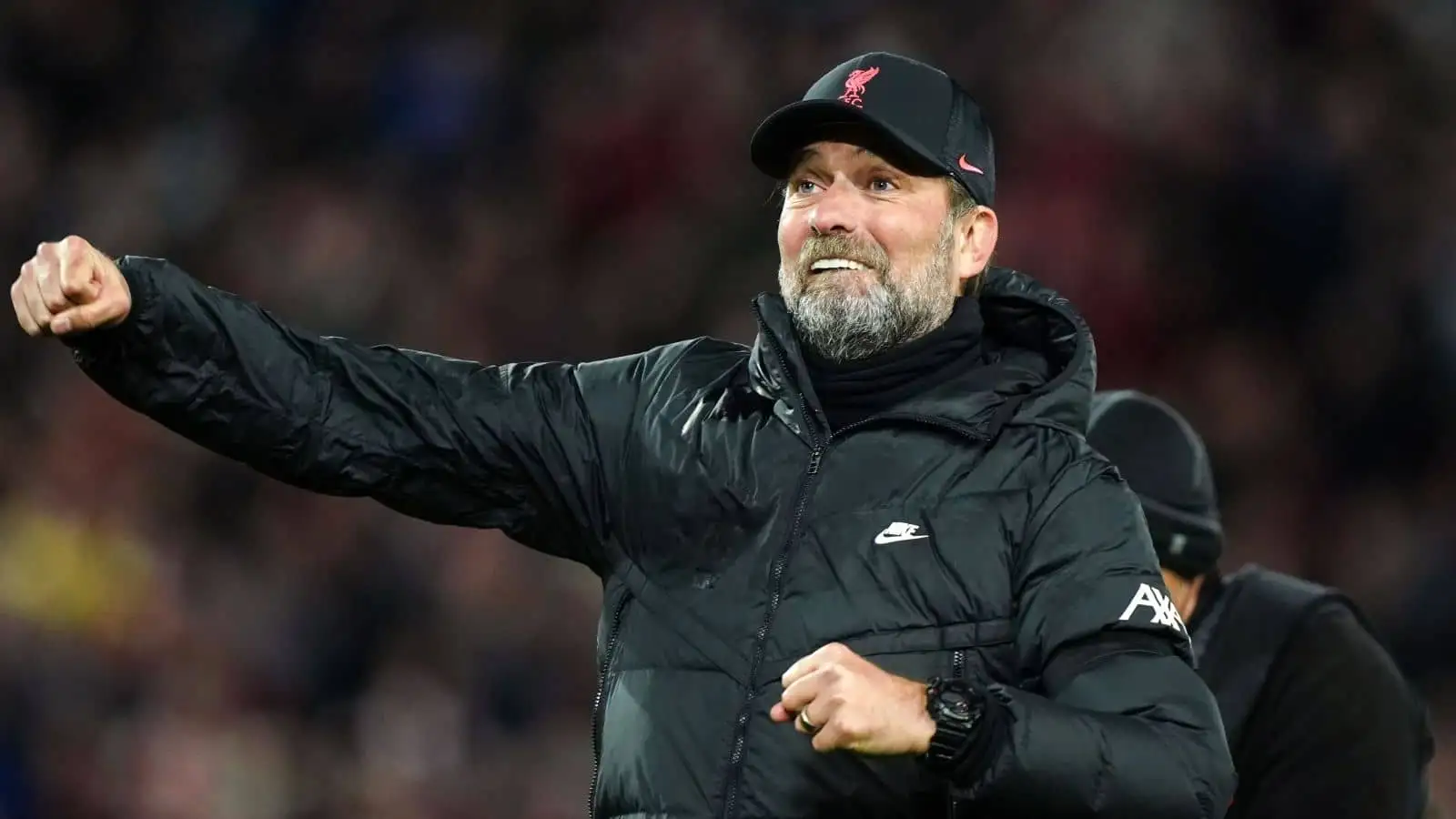 Liverpool manager Jurgen Klopp celebrates victory during the Premier League match at Anfield, Liverpool
