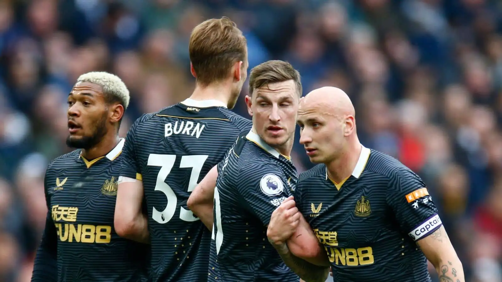 Jonjo Shelvey, Dan Burn, Joelinton, Chris Wood Tottenham v Newcastle April 2022