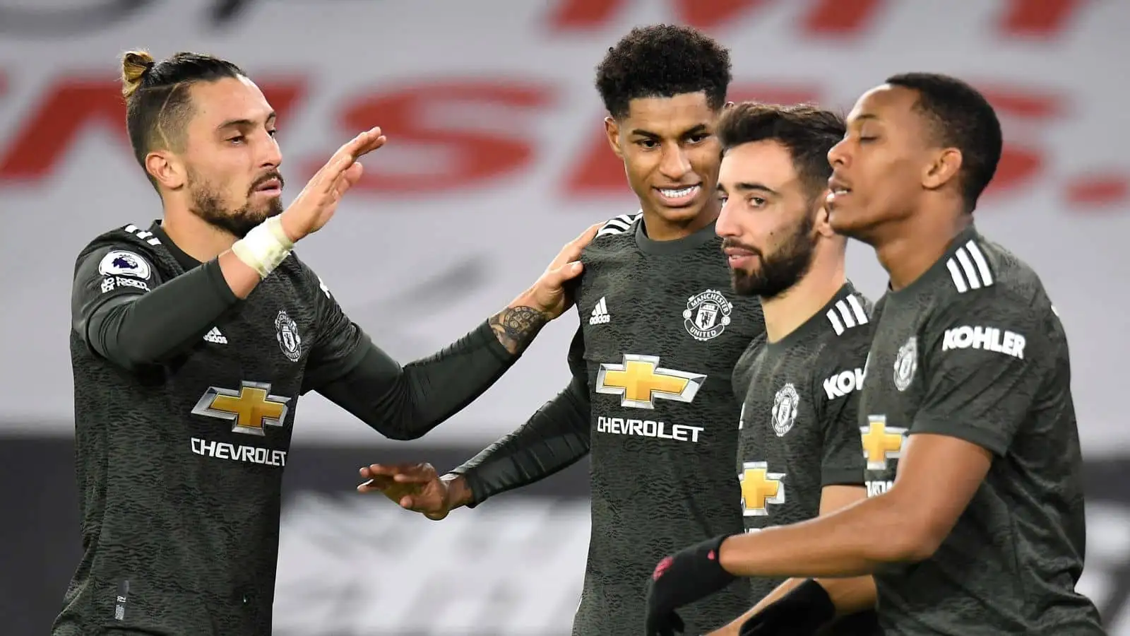 Erik Ten Hag ready to wield Man Utd axe, with a number of stars to leave. Here, Manchester United's Marcus Rashford (centre) celebrates scoring his side's third goal of the game with Alex Telles, Bruno Fernandes and Anthony Martial during the Premier League match at Bramall Lane, Sheffield