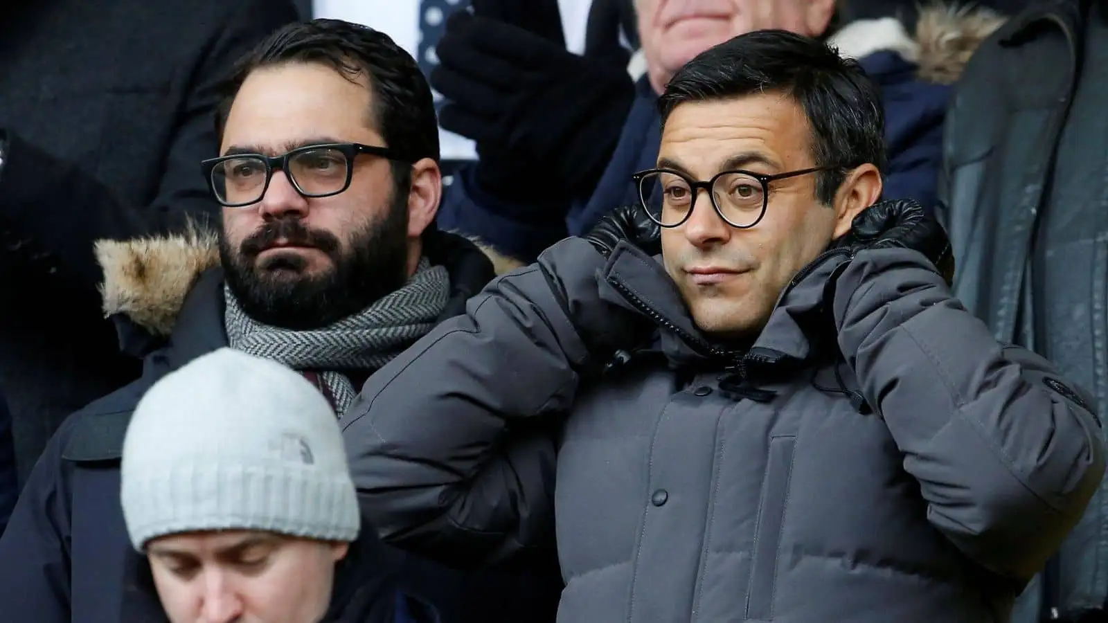 Victor Orta, Andrea Radrizzani, Leeds Utd director of football and chairman duirng Championship match v Sheffield United at Bramall Lane