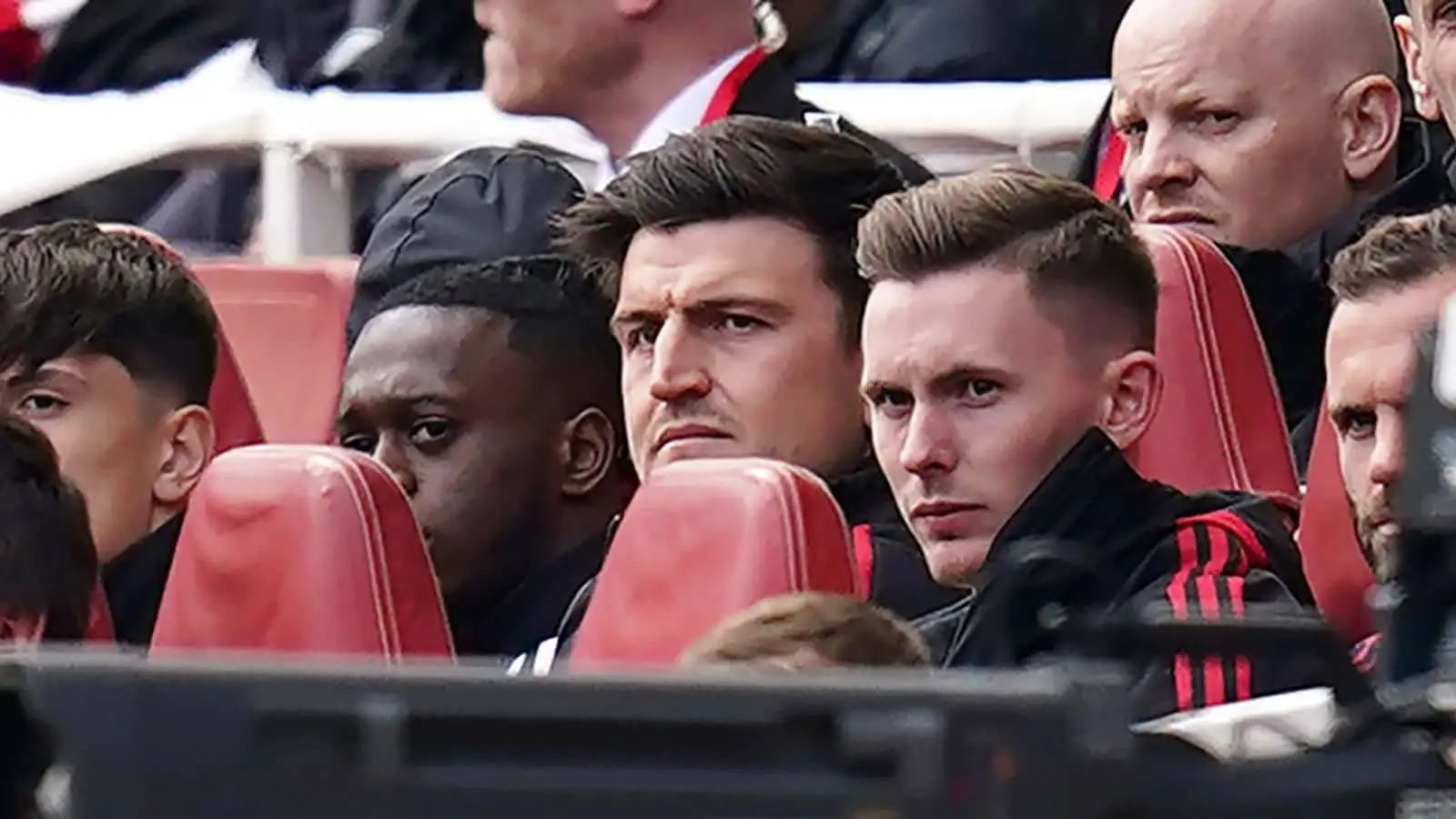 Dean Henderson, Harry Maguire, Aaron Wan-Bissaka Arsenal v Man Utd April 2022