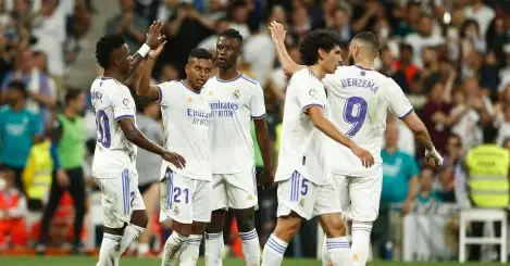 Rodrygo, Vinicius Junior, Karim Benzema Real Madrid v Levante May 2022